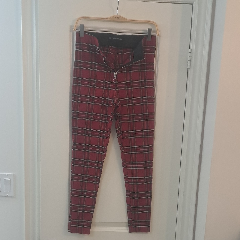 Zara Red Plaid Leggings